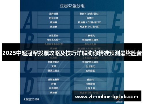 2025中超冠军投票攻略及技巧详解助你精准预测最终胜者